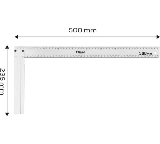 Изображение товара Угольник строительный алюминиевый NEO TOOLS 500x235 мм 72-147
