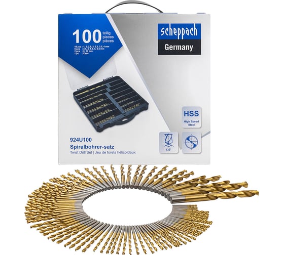 Изображение товара Сверла по металлу, набор 100 предметов Scheppach Sch-924U100(58958)