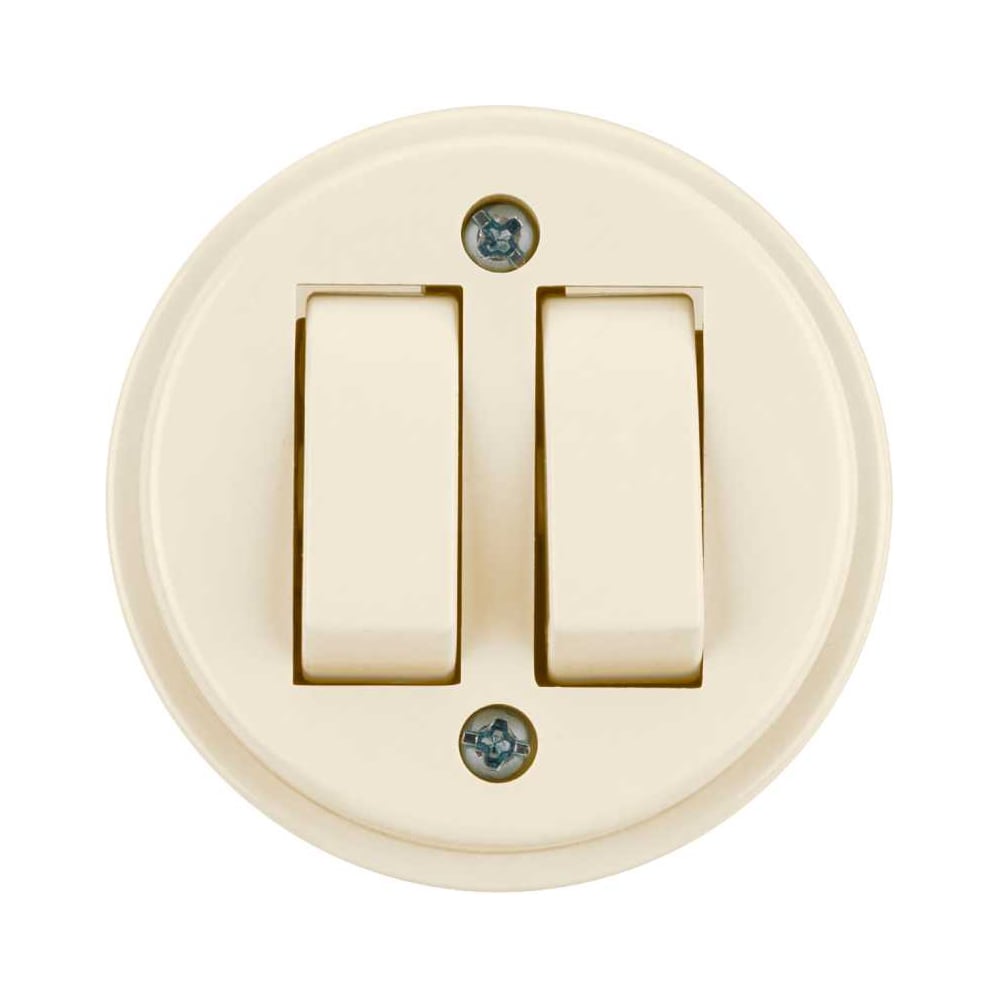 Изображение товара Выключатель 2-клавишный открытой установки TDM ELECTRIC IP20 10А слоновая кость