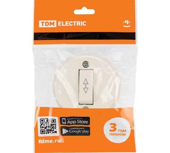 Изображение товара Переключатель на 2 направления 1-клавишный открытой установки TDM ELECTRIC IP20 10А слоновая кость "Ретро" SQ1806-0508