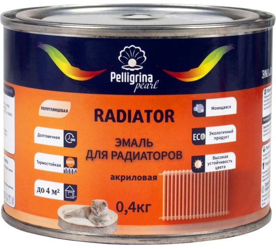 Изображение товара Эмаль акриловая для радиаторов PELLIGRINA PEARL белая 0,4 кг 262313