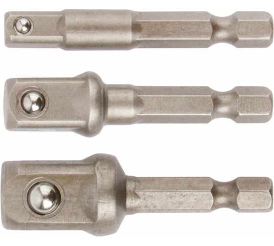 Изображение товара Адаптеры под головки с хвостовика U-типа под биты, набор 3 шт, легированная сталь КУРС 57952