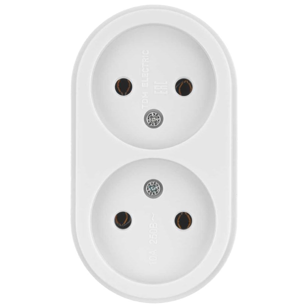 Изображение товара Розетка двойная 2П открытая установка IP20 белая серия Ретро TDM ELECTRIC SQ1806-0529