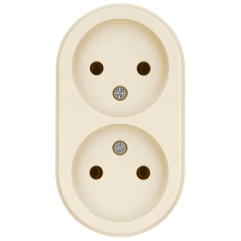 Изображение товара Розетка двойная 2П открытой установки TDM ELECTRIC IP20 слоновая кость