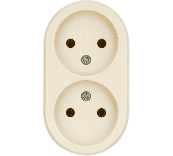 Изображение товара Розетка двойная 2П открытой установки TDM ELECTRIC IP20 10А слоновая кость "Ретро" SQ1806-0530