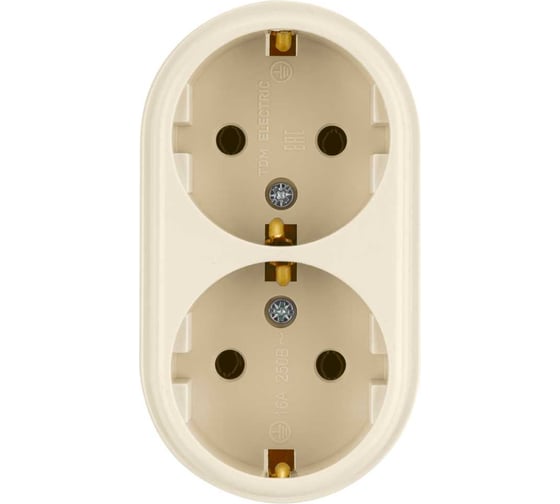 Изображение товара Розетка двойная 2П+3 открытой установки TDM ELECTRIC IP20 16А слоновая кость "Ретро" SQ1806-0532