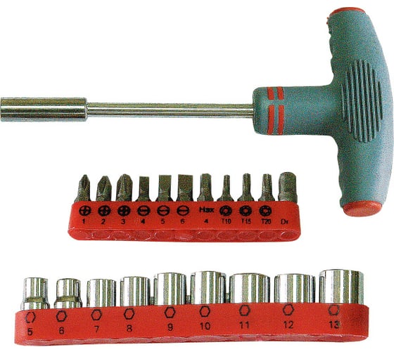 Изображение товара Отвертка с Т-образной ручкой Политех 20 насадок 2567020