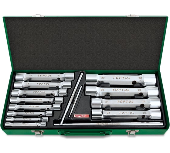 Изображение товара Набор торцевых трубчатых ключей TOPTUL 6-32 мм 15 предметов в металлическом кейсе, GAAD1510