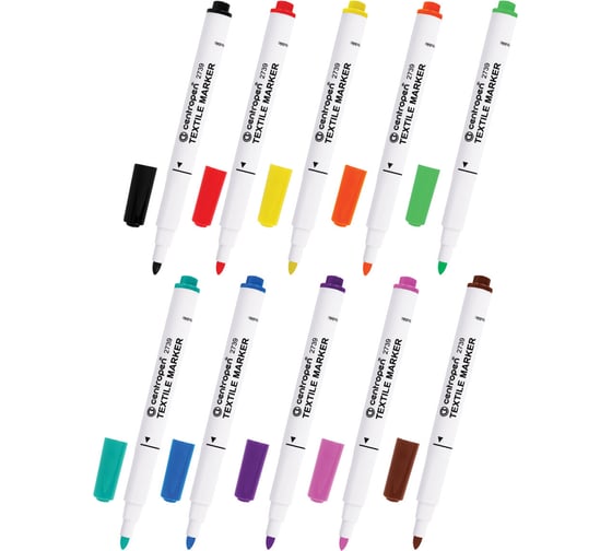 Изображение товара Маркеры для ткани ОФИСМАГ CENTROPEN "Textile Marker" 10 цветов, круглый наконечник, 1.8 мм 2739/10, 5 2739 1001 152009