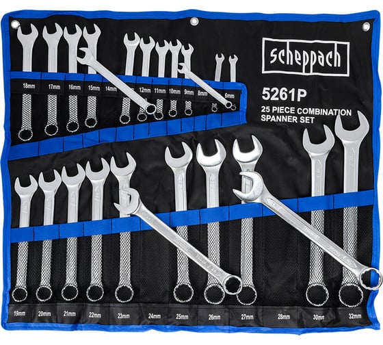 Изображение товара Набор комбинированных ключей Scheppach 6-28, 30, 32 мм, 25 предметов Sch-5261P(59129)