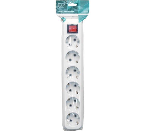 Изображение товара Колодка для удлинителя Jilion с 6 евророзетками (с заземлением, с выключателем) 9533991