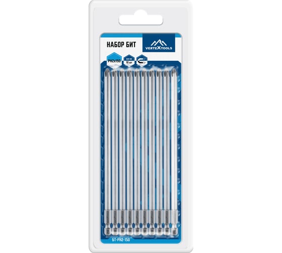 Изображение товара Набор бит PH2х150 10 шт. Vertextools БТ-PH2-150