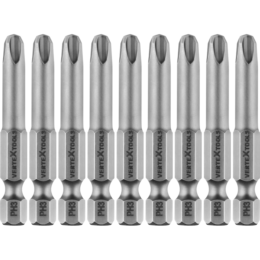Изображение товара Набор бит PH3х50 для шуруповерта Vertextools 10 шт. CrMo магнитные