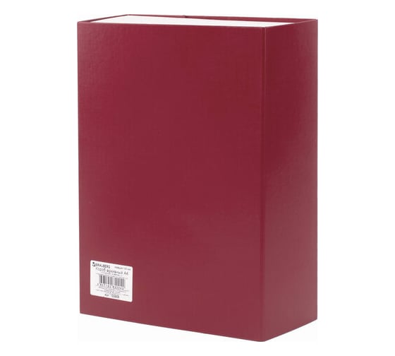 Изображение товара Архивный короб BRAUBERG А4, 240х330мм, 100 мм 2 завязки, до 900 листов, бордовый 122805