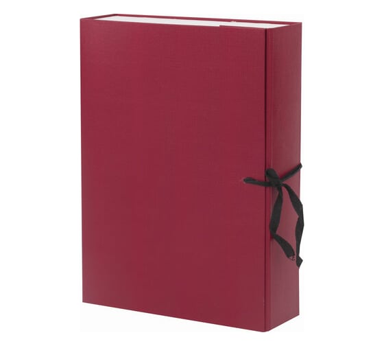 Изображение товара Архивный короб BRAUBERG А4, 240х330мм, 70 мм, 2 завязки, до 600 листов, бордовый 122036