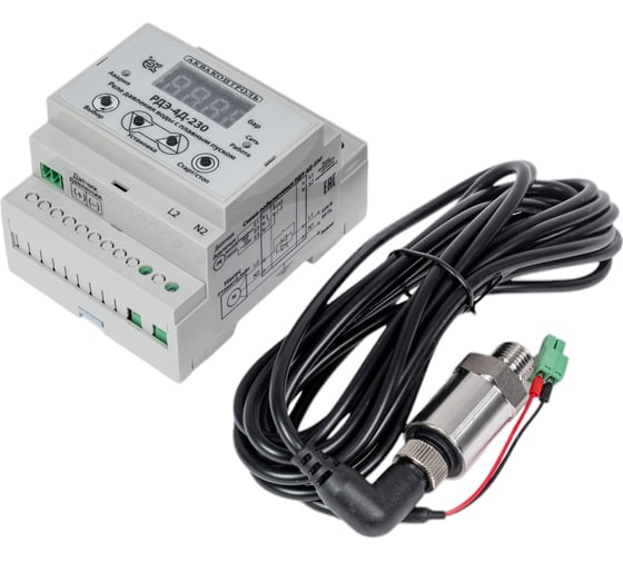 Изображение товара Реле давления воды на DIN рейку с плавным пуском и выносным датчиком 4-20 мА для насоса РДЭ-4Д-230-7-10 EXTRA АКВАКОНТРОЛЬ 1531122400