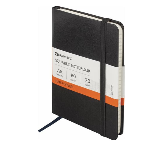 Изображение товара Блокнот BRAUBERG Metropolis МАЛЫЙ ФОРМАТ, 100х150мм, А6, 80л, черный 111589