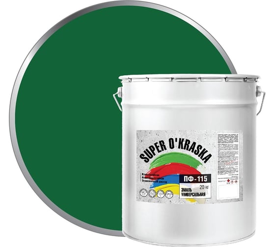 Изображение товара Эмаль super maler ПФ-115 Зелёный 20кг Лк-00005641
