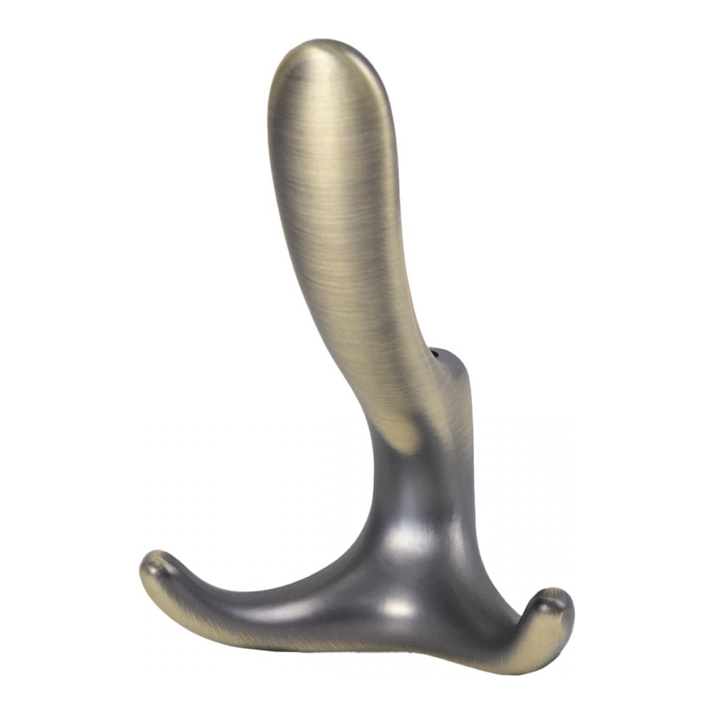Изображение товара Мебельный крючок AKS трехрожковый металлический в цвете античная латунь