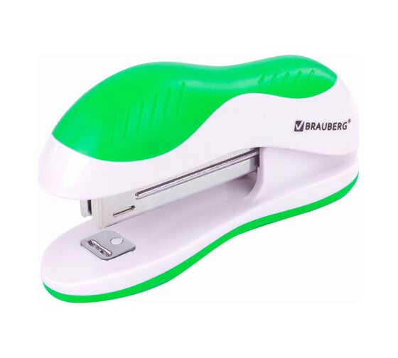 Изображение товара Степлер BRAUBERG JET №10, до 15 листов, бело-зеленый 228580
