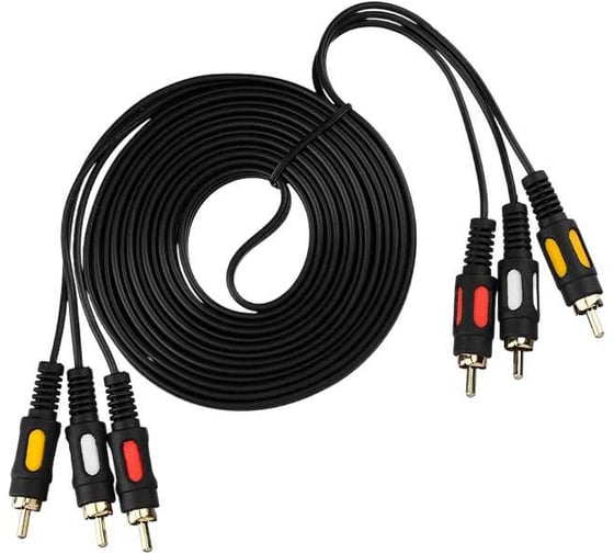 Изображение товара Кабель GoPower 3xRCA (m)-3xRCA (m) 3.0м ПВХ черный Premium Zip-Lock c подвесом 00-00027485