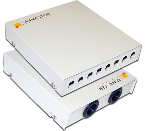 Изображение товара Оптический настенный кросс LANMASTER металлический, на 8 ST адаптеров LAN-FOBM-WM-8ST