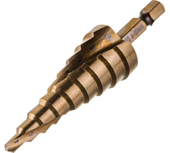 Изображение товара Сверло по металлу шаговое спиральное (4-20 мм; 9 ступеней; Р6М5) Hardcore 144420