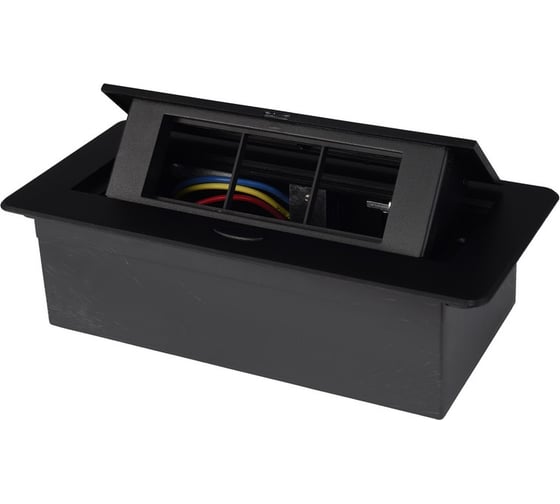 Изображение товара Выдвижной горизонтальный модуль ROCKETSOCKET в столешницу для розеток Livolo 3 поста, черный RS-DSB-030-BK