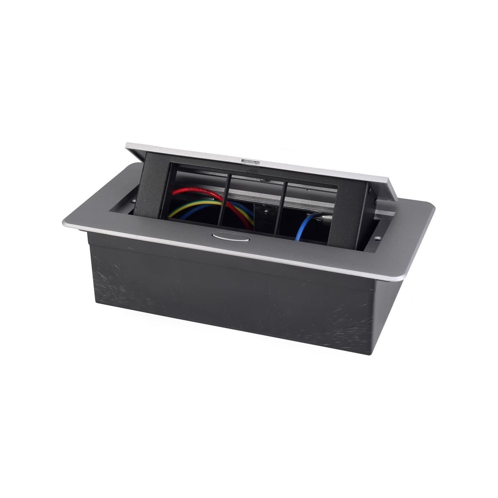 Изображение товара Выдвижной горизонтальный модуль для розеток Livolo с 3 постами серый RS-DSB-030-SL