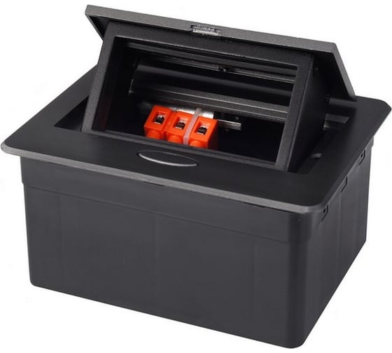 Изображение товара Выдвижной горизонтальный модуль ROCKETSOCKET в столешницу для розеток Livolo 2 поста, темно-серый RS-DSB-020-DG