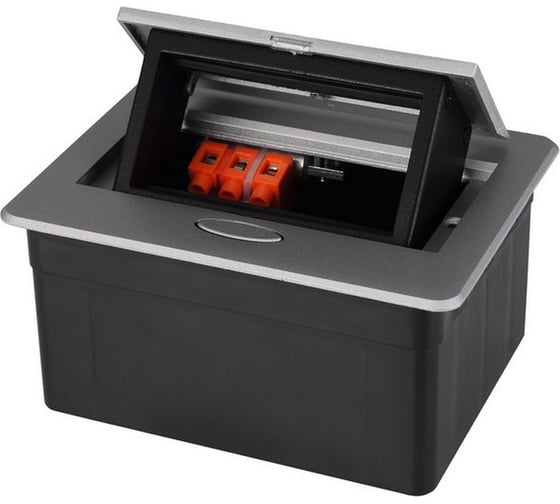 Изображение товара Выдвижной горизонтальный модуль ROCKETSOCKET в столешницу для розеток Livolo 2 поста, серый RS-DSB-020-SL