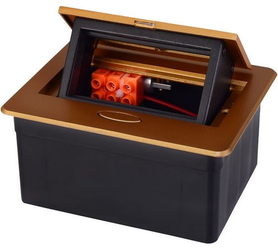 Изображение товара Выдвижной горизонтальный модуль ROCKETSOCKET в столешницу для розеток Livolo 2 поста, золотой RS-DSB-020-GD