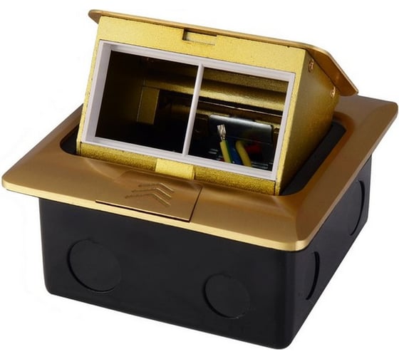 Изображение товара Выдвижной горизонтальный модуль ROCKETSOCKET в пол для розеток Livolo 2 поста, латунь RS-FSB-020-GD