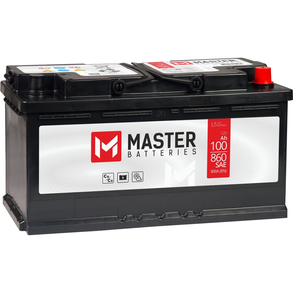 Изображение товара Аккумулятор MASTER BATTERIES 100Ah R+ MB1000 для автомобилей надежный долговечный