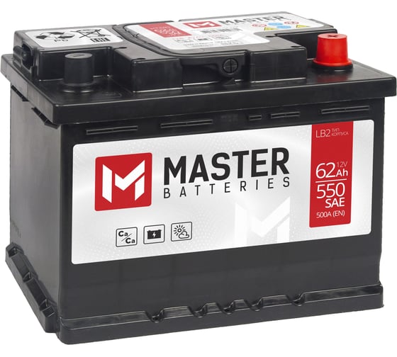 Изображение товара Аккумулятор MASTER BATTERIES 62Ah R+ MB620