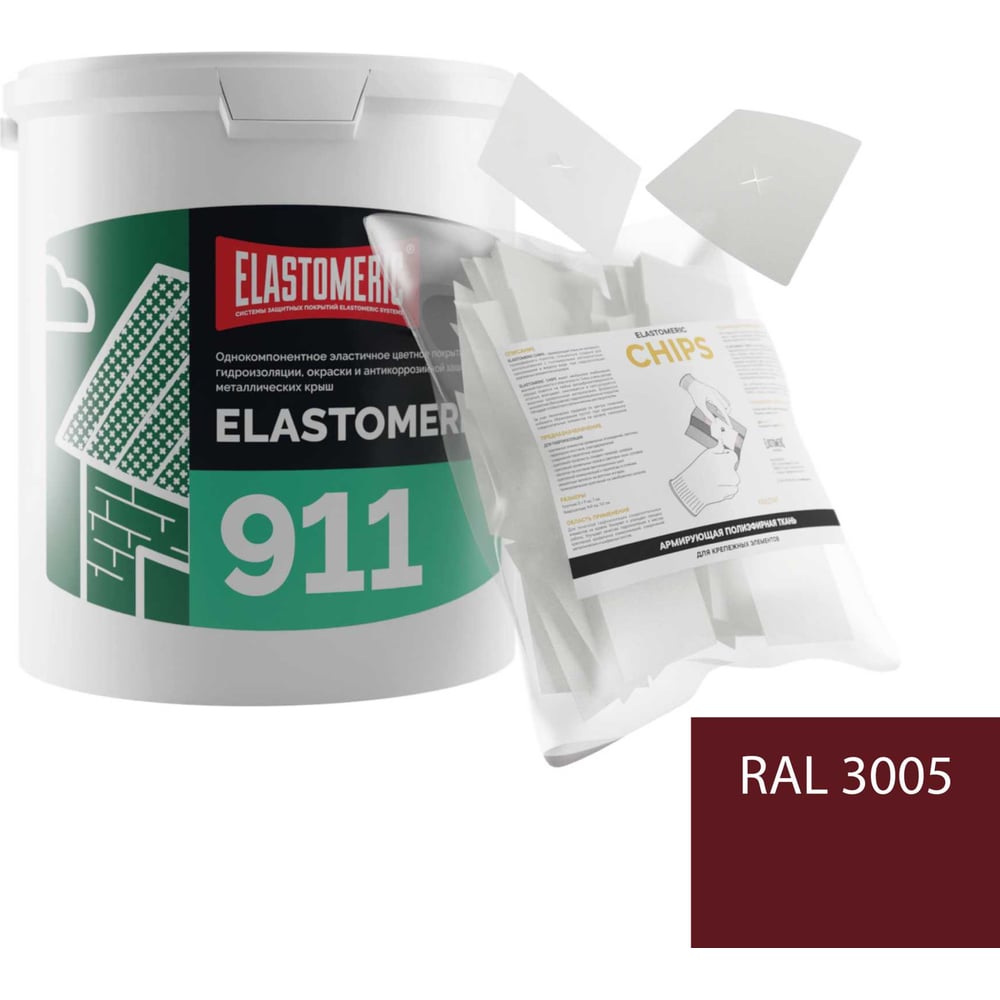 Изображение товара Ремкомплект для гидроизоляции кровли Elastomeric 911 3кг и Chips 50 шт