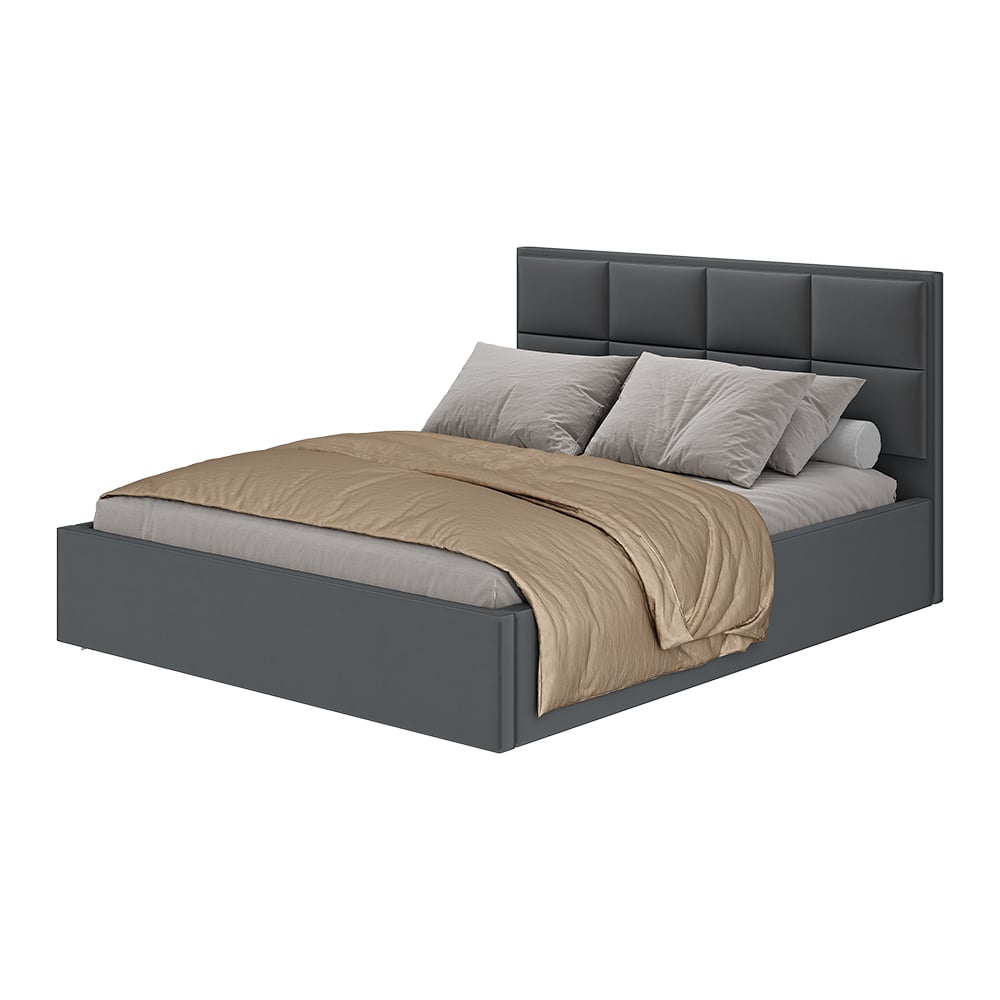 Изображение товара Кровать Арника 160x200 с реечным настилом Линда современная серого цвета