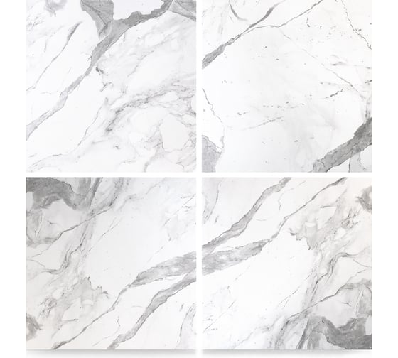 Изображение товара Набор из 4-х панелей Стильный Дом 60x60 Мрамор каррара серый v98485