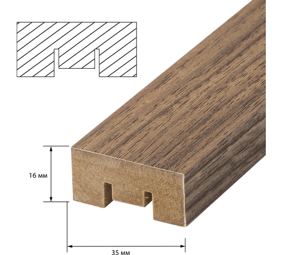 Изображение товара Рейка МДФ интерьерная Стильный Дом 2700x16x35 Грецкий орех v531986