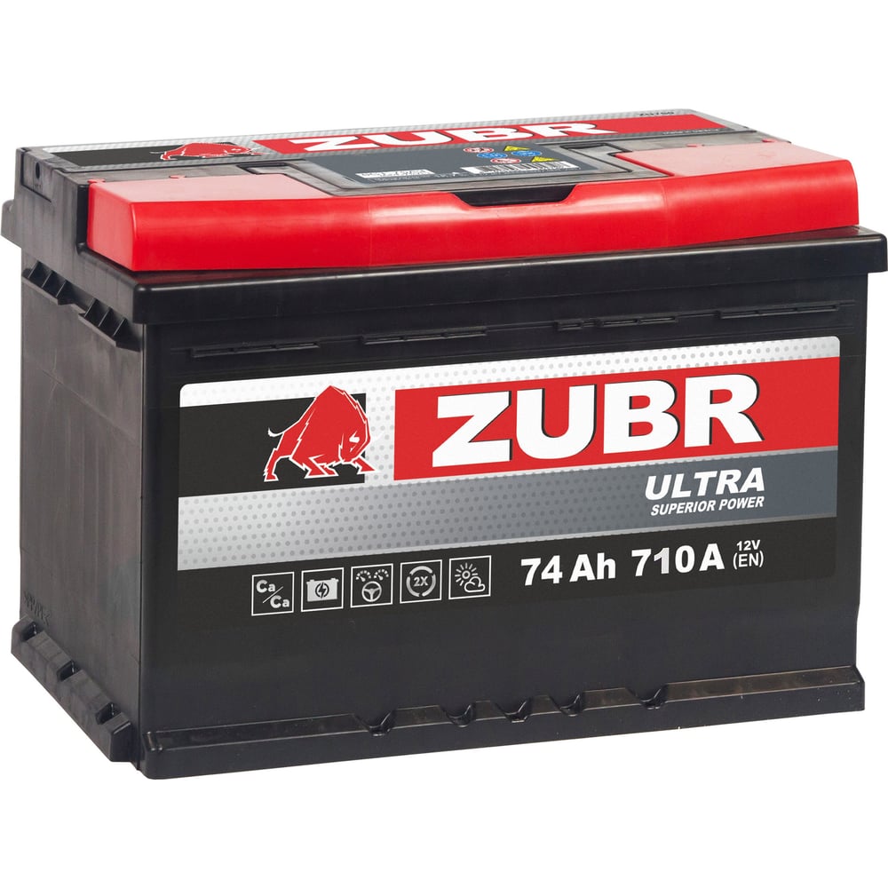 Изображение товара Аккумулятор ZUBR Ultra 74Ah R+ низкий ZU740