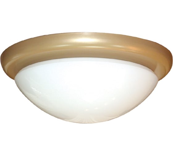 Изображение товара Светильник настенно-потолочный ЭЛЕТЕХ Полусфера Б 300 НПО 22-2x60-210 опал матовый /кольцо золотое 1005152041