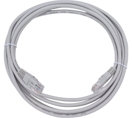 Изображение товара Патч-корд TWT RJ45-RJ45, 4 пары, UTP, категория 5е, 3 м, серый, TWT-45-45-3.0-GY