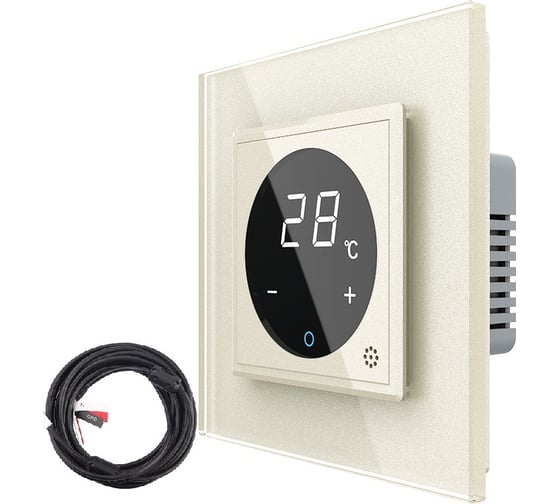 Изображение товара Терморегулятор для пола LIVOLO 16А, сенсорное управление, датчик воздуха, датчик пола 5 метров, 1 пост, цвет жемчужный VL-C7FQ1-2PPS72