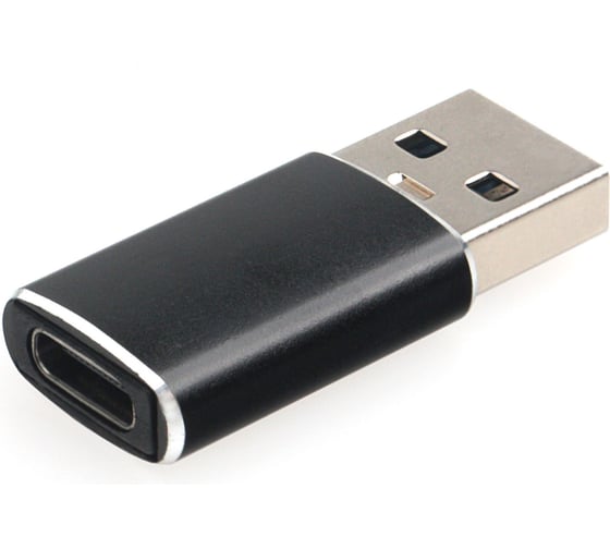 Изображение товара Переходник Cablexpert USB3.1 AM/Type-C(F), 5Гбит/с, QC3.0, метал.корпус, Pro, черный, пакет, A-USB3.1-AMCF