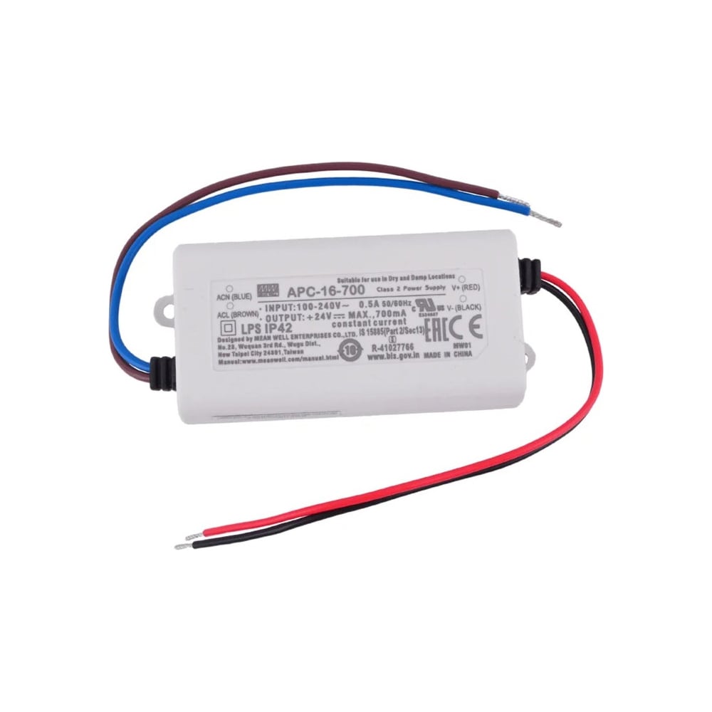 Изображение товара Источник питания Mean Well AC/DC APC-16-700 для лент модулей и линеек