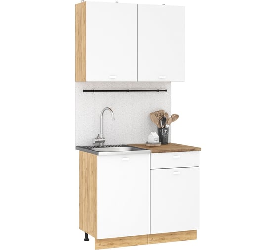 Изображение товара Кухонный гарнитур Арника Дана 1,0 м дуб крафт золотой/белый 00-00137120