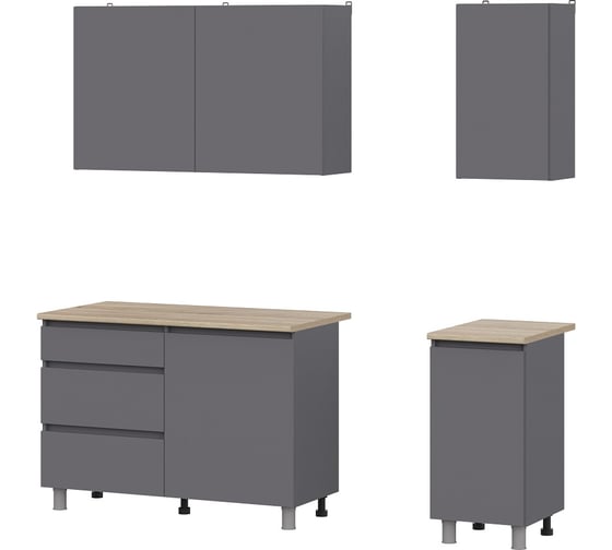 Изображение товара Кухонный гарнитур Арника Денвер 1,6 м Графит серый/cонома 00-00142649