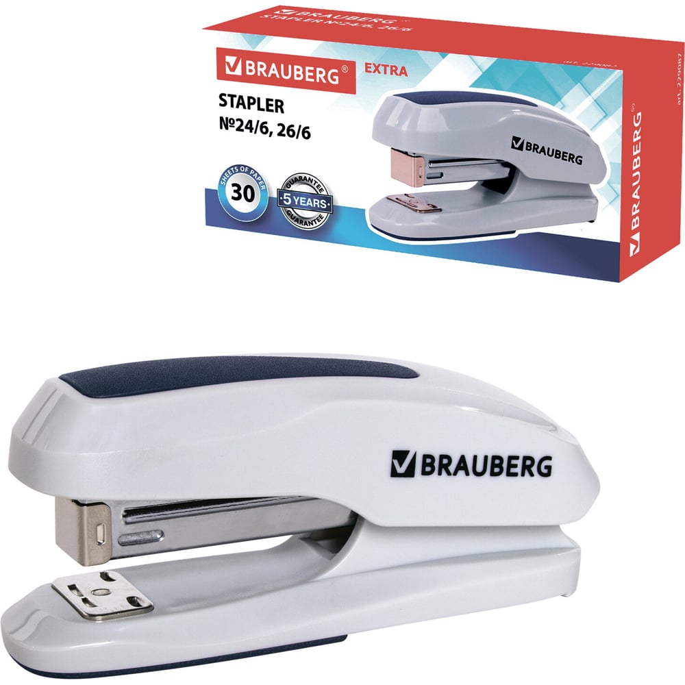 Изображение товара Степлер BRAUBERG Super No24/6 26/6 - до 30 листов, серо-синий Изображение товара Степлер BRAUBERG Super No24/6 26/6 - до 30 листов, серо-синий