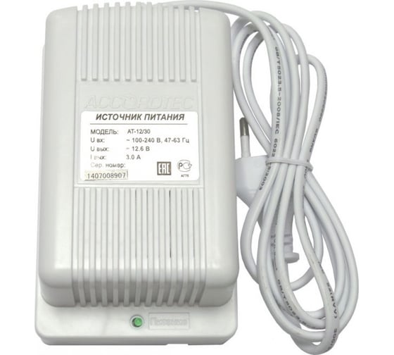 Изображение товара Источник стабилизированного питания ACCORDTEC 12В 3А AT-12/30 (белый) 00-00145203 AT-02461