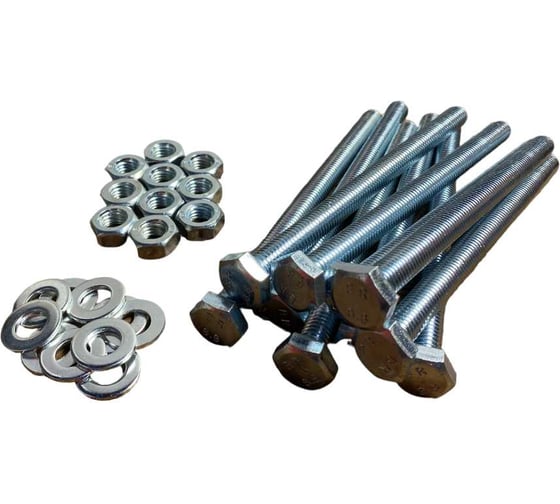 Изображение товара Болт 23 Болта 10x140 мм с гайкой и шайбой ОЦ DIN933 к.п.8.8 (10 шт.) 11483